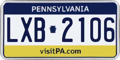 PA license plate LXB2106