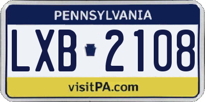PA license plate LXB2108