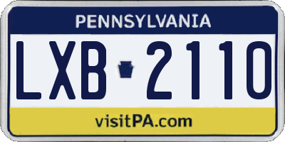PA license plate LXB2110