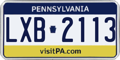 PA license plate LXB2113