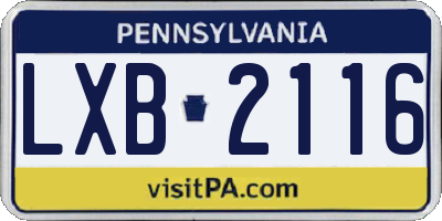 PA license plate LXB2116