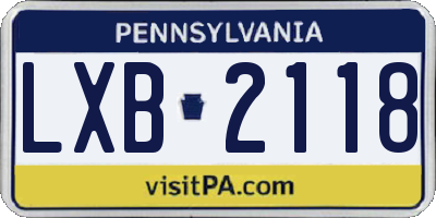 PA license plate LXB2118
