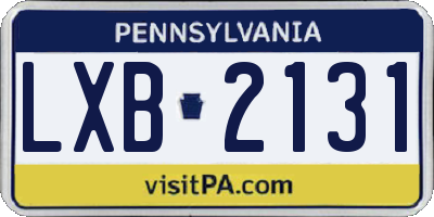 PA license plate LXB2131