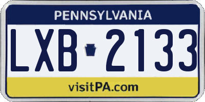 PA license plate LXB2133