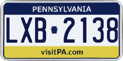 PA license plate LXB2138