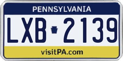 PA license plate LXB2139
