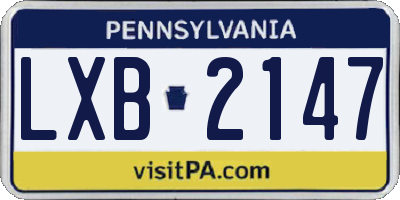 PA license plate LXB2147