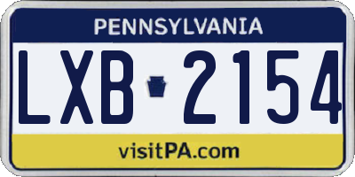PA license plate LXB2154