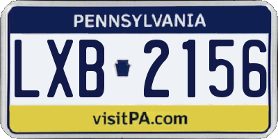 PA license plate LXB2156