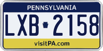 PA license plate LXB2158