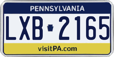 PA license plate LXB2165