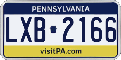 PA license plate LXB2166