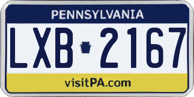 PA license plate LXB2167