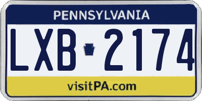 PA license plate LXB2174