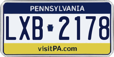 PA license plate LXB2178