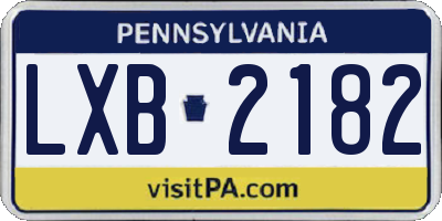 PA license plate LXB2182