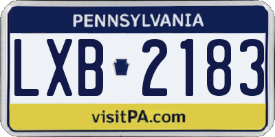 PA license plate LXB2183