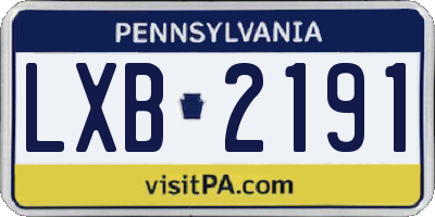 PA license plate LXB2191