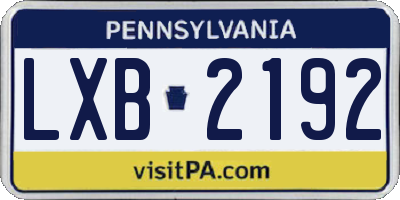 PA license plate LXB2192