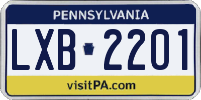 PA license plate LXB2201
