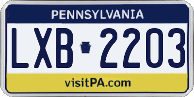 PA license plate LXB2203