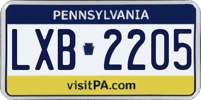 PA license plate LXB2205