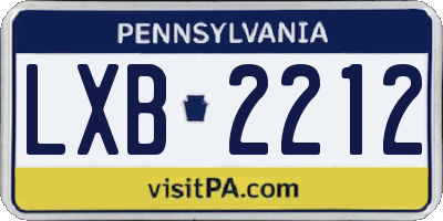PA license plate LXB2212