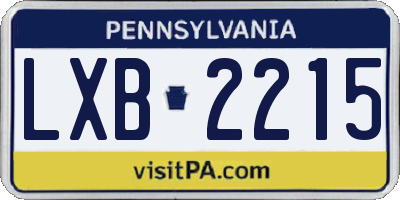 PA license plate LXB2215