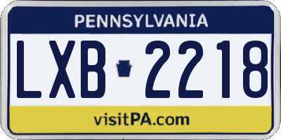 PA license plate LXB2218