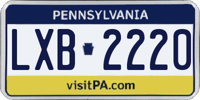 PA license plate LXB2220