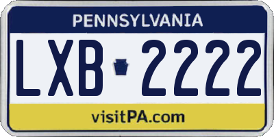 PA license plate LXB2222