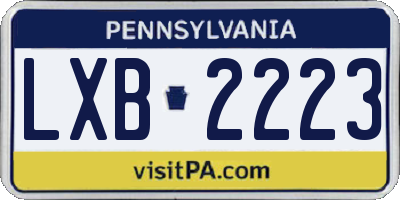 PA license plate LXB2223