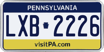 PA license plate LXB2226