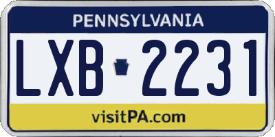 PA license plate LXB2231