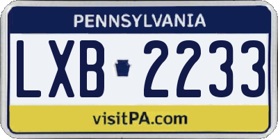 PA license plate LXB2233