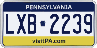 PA license plate LXB2239