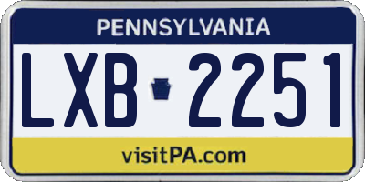 PA license plate LXB2251