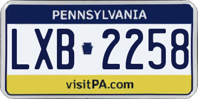 PA license plate LXB2258