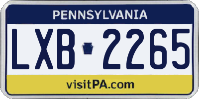 PA license plate LXB2265