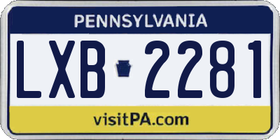 PA license plate LXB2281