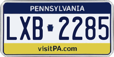 PA license plate LXB2285