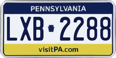 PA license plate LXB2288