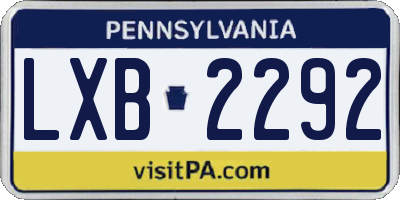 PA license plate LXB2292