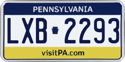 PA license plate LXB2293