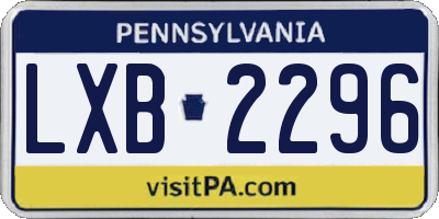 PA license plate LXB2296