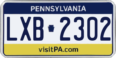 PA license plate LXB2302