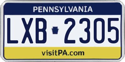 PA license plate LXB2305