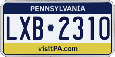 PA license plate LXB2310