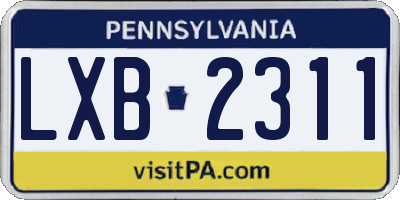 PA license plate LXB2311