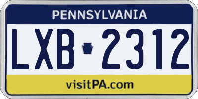 PA license plate LXB2312